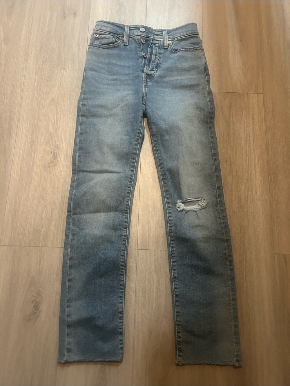 Levi's Blue Distressed Straight-Leg Jeans